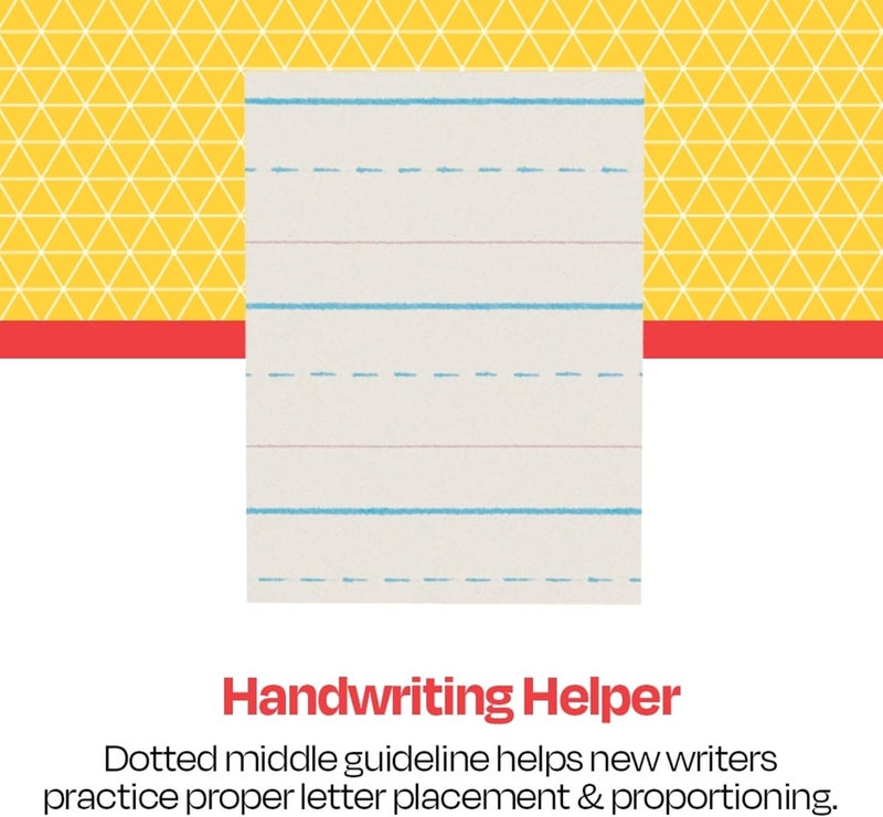 School Smart Primary Chart Paper, 24 x 32 Inches, Ruled 1-1/2 Inch with Dotted Midline, White, 70 Sheets - Image 4